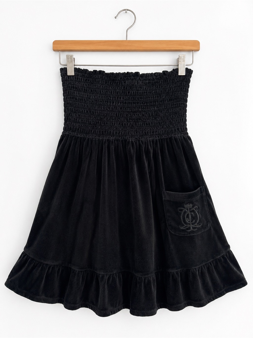 Black Smocked Waist Poolside Coverup